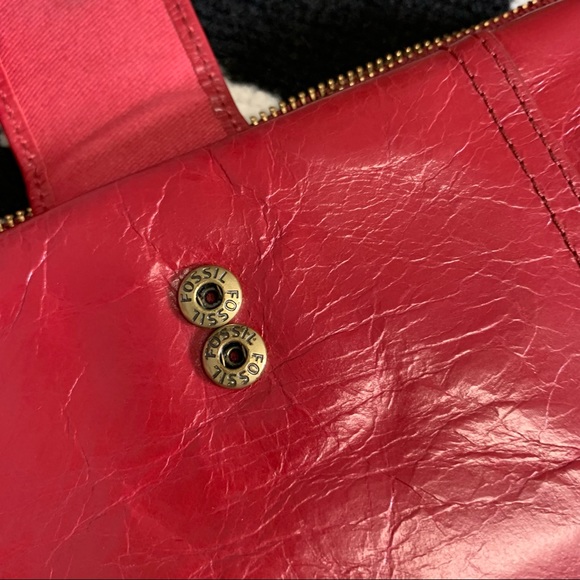 Fossil Red Leather Trifold Wallet Large - Picture 6 of 16